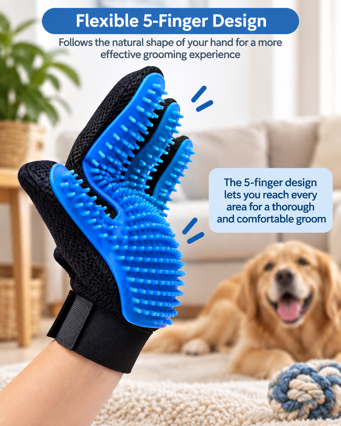 PawEase 5-Finger Grooming Gloves