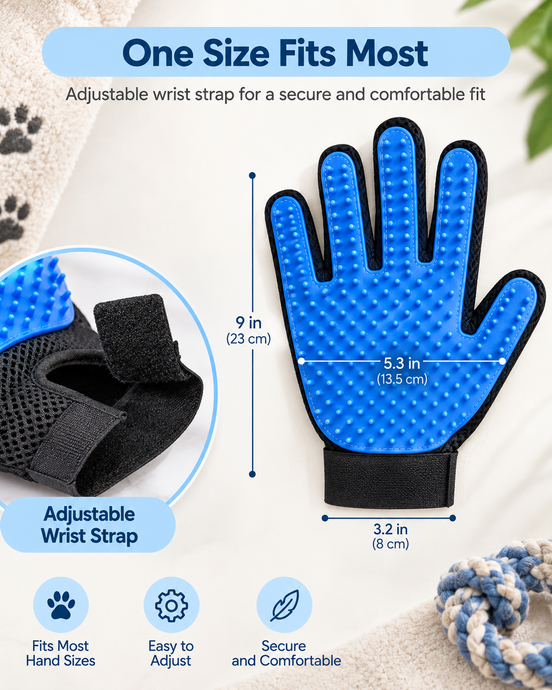 PawEase 5-Finger Grooming Gloves