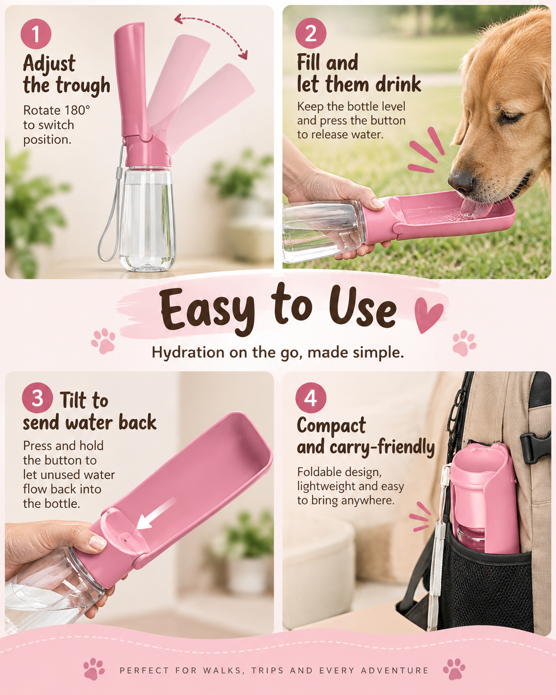 TrailSip Foldable Pet Water Bottle