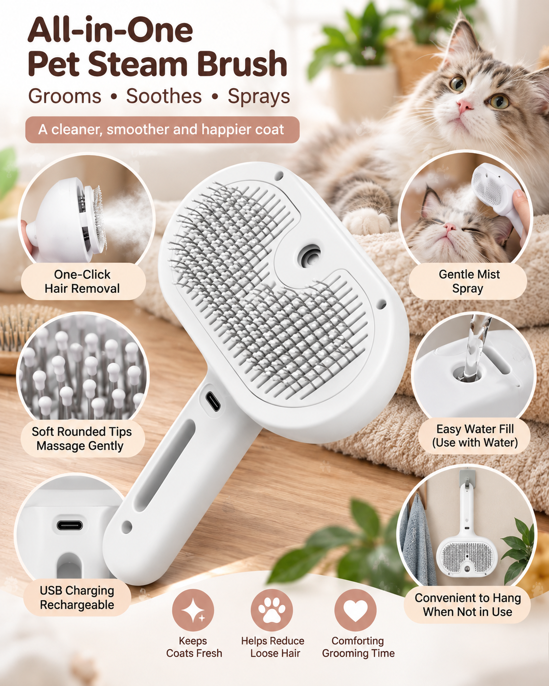 PawMist Grooming Brush