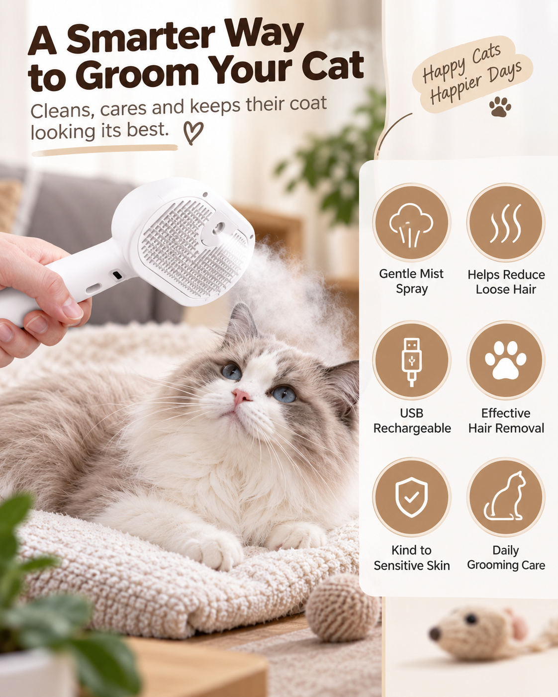 PawMist Grooming Brush