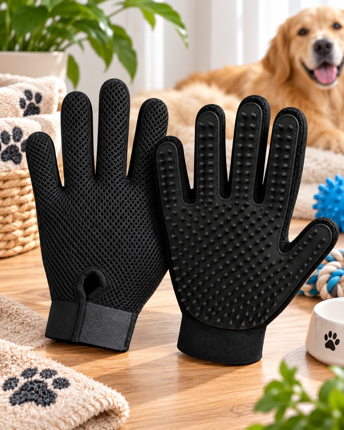 PawEase 5-Finger Grooming Gloves