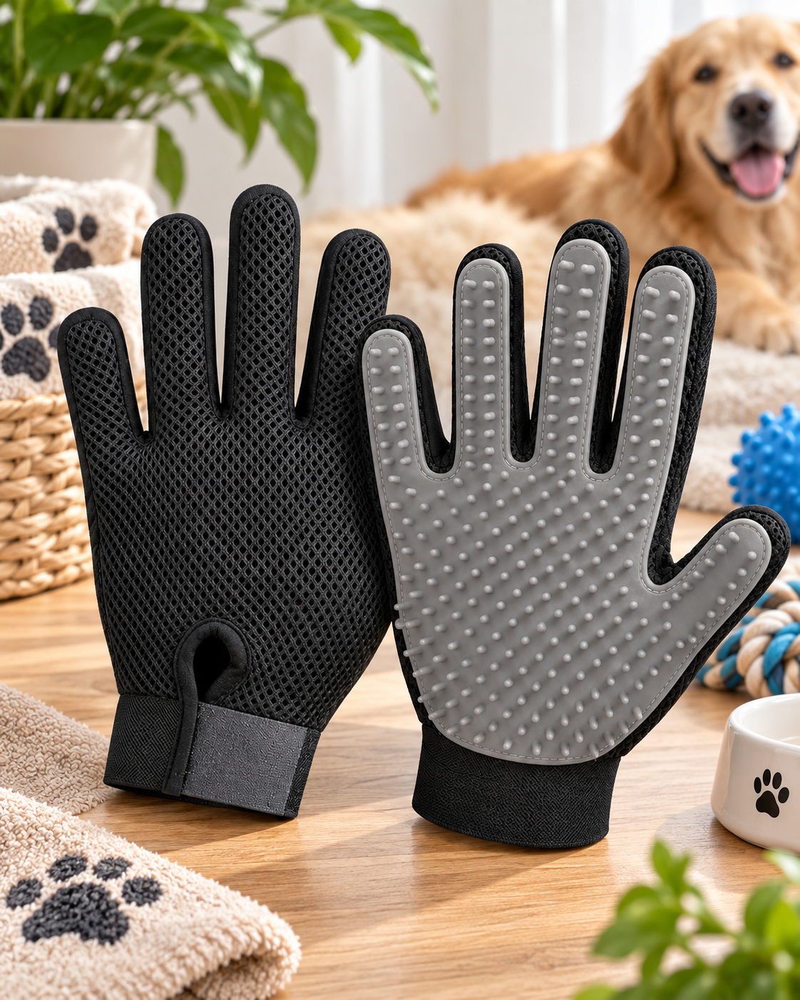 PawEase 5-Finger Grooming Gloves