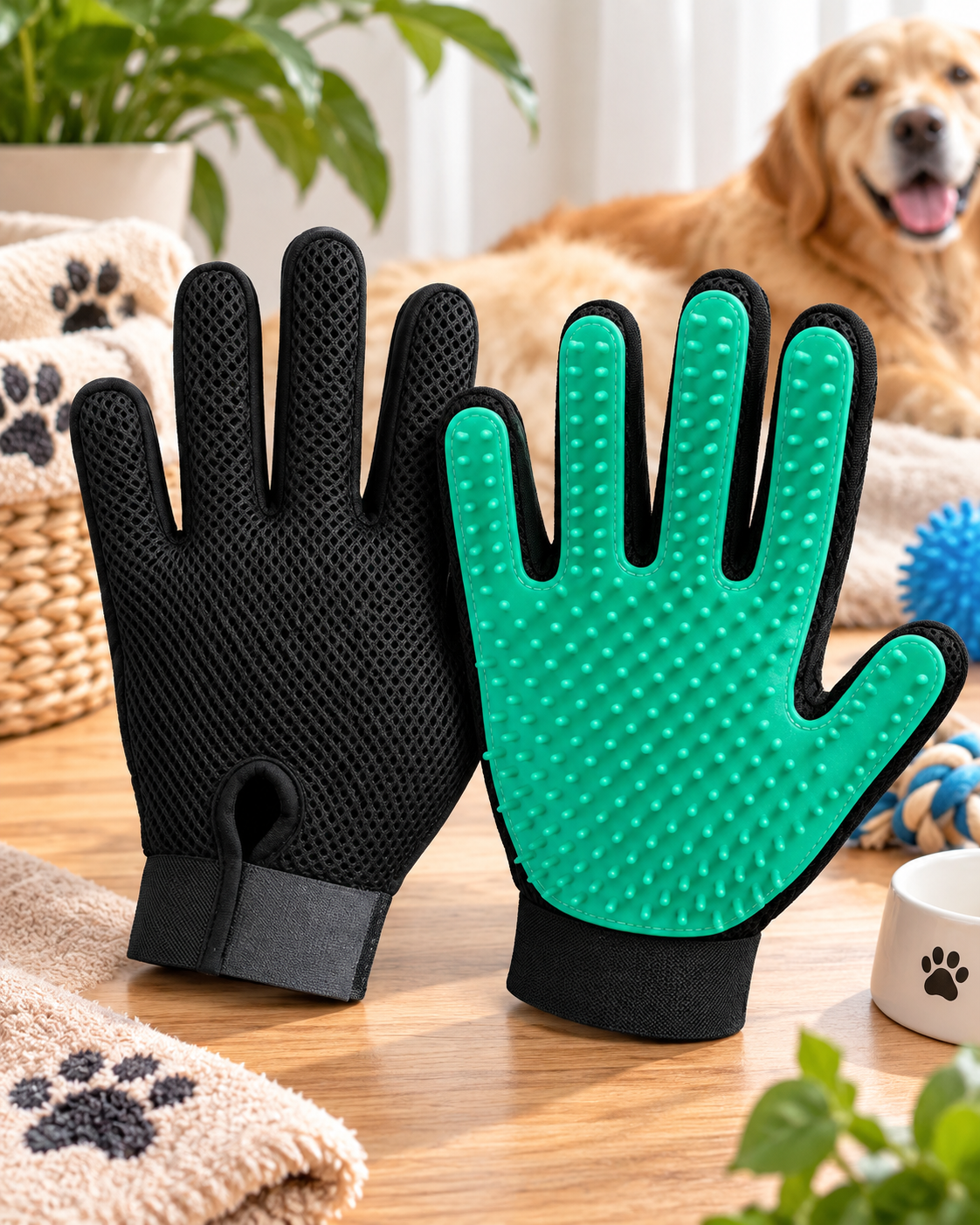 PawEase 5-Finger Grooming Gloves