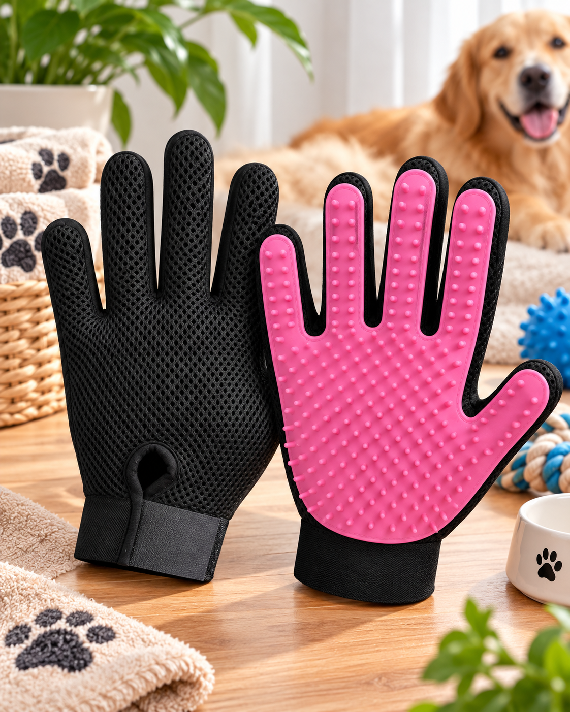 PawEase 5-Finger Grooming Gloves