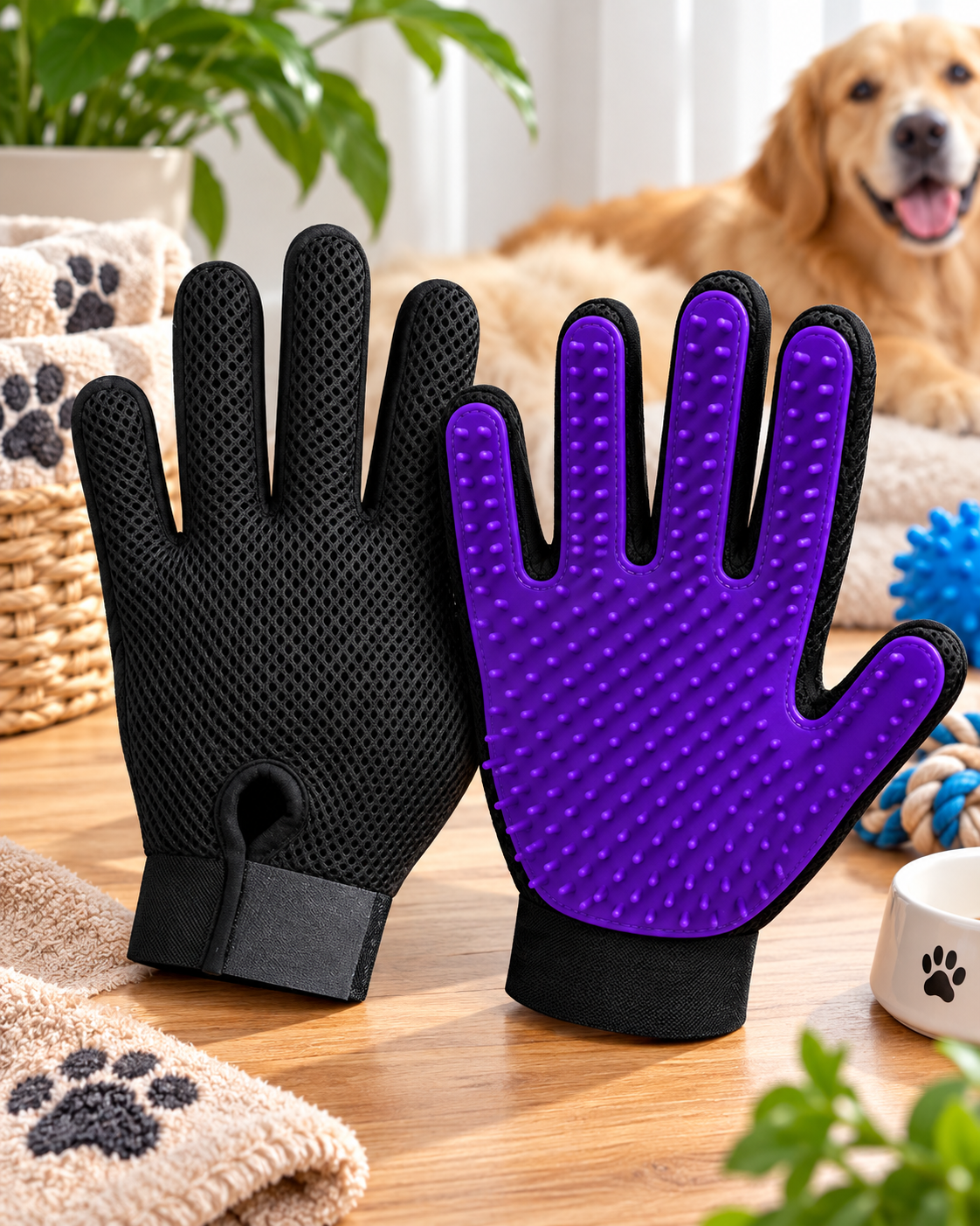 PawEase 5-Finger Grooming Gloves