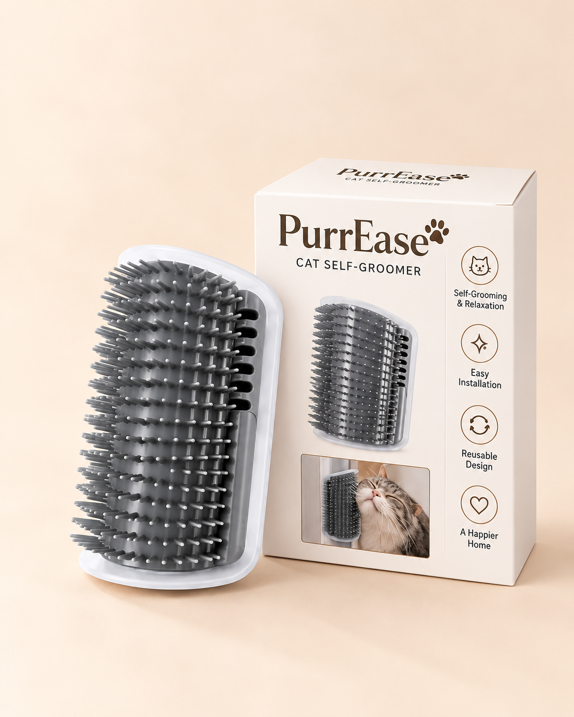 PurrEase Wall-Mounted Self-Grooming Cat Brush
